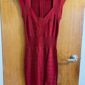 French Connection Deep Red Bandage Midi Dress